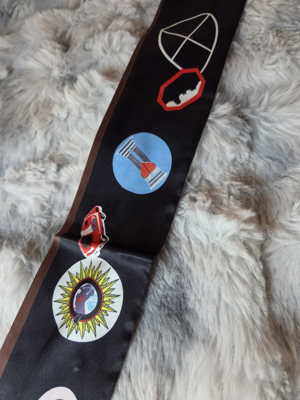 Brown and Black Silk Scarf